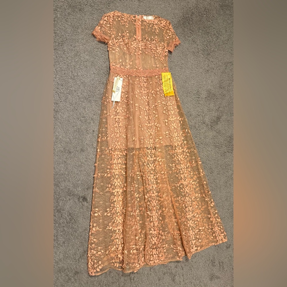 Bronx And Banco New Megan Cap Sleeve Sheer Lace Gown Size L / US 8 - Picture 9 of 16
